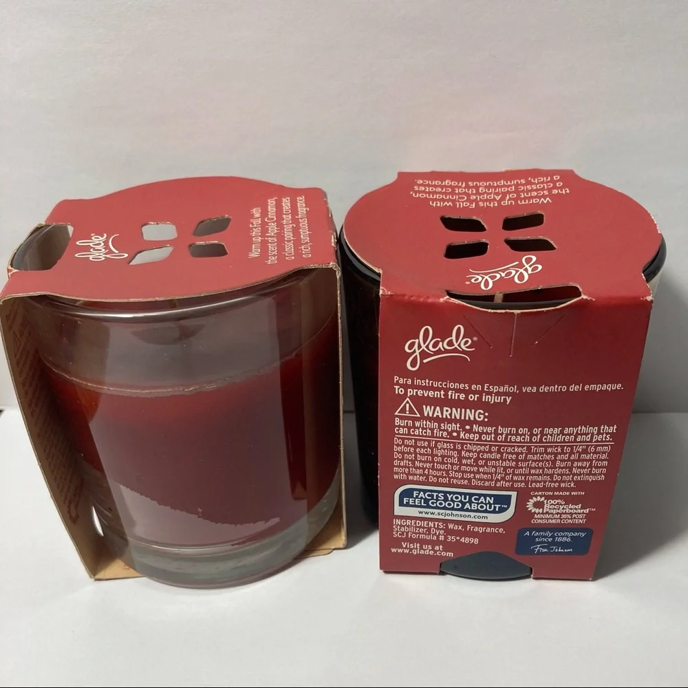 Glade Apple Cinnamon Glass Jar Candle Fall Limited Edition